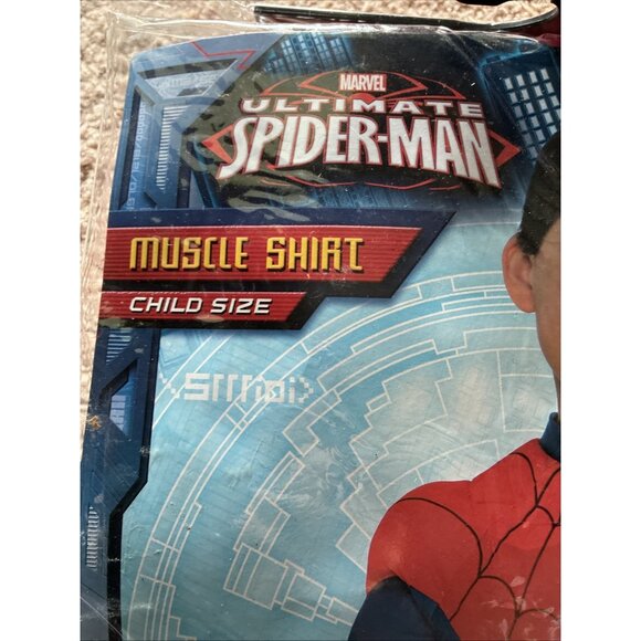 Marvel Ultimate Spider Man Muscle Shirt Boys One Size 6+ Superhero Costume - Picture 2 of 7